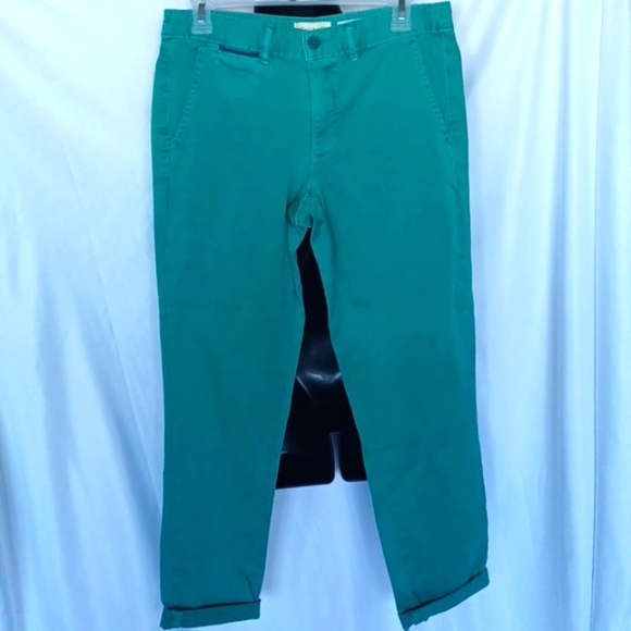Anthropologie Relaxed Chino Womens sz 27 BlueGreen, rolled hem - Picture 1 of 5